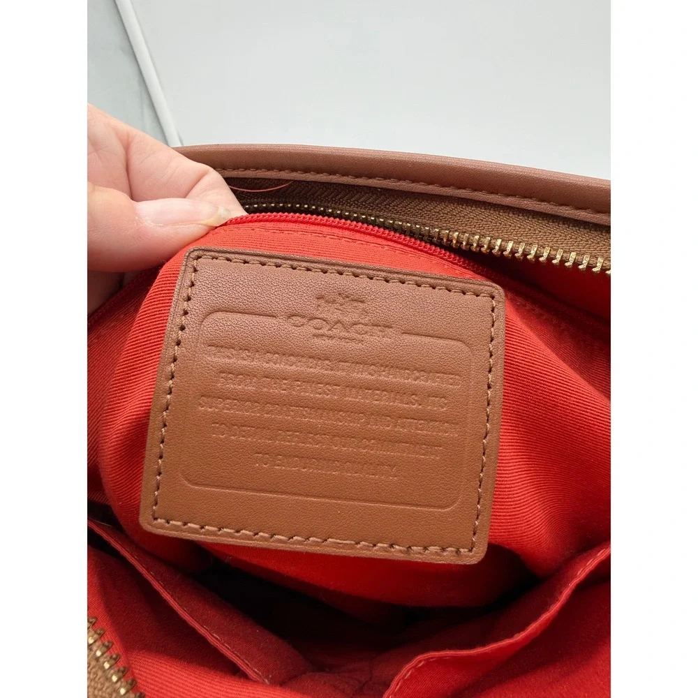 Coach Rowan File Bag Signature Canvas Varsity Stripe Brown Red Purple Crossbody